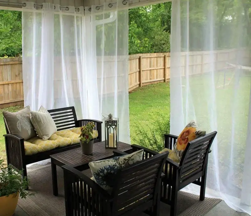 mosquito curtains for a balcony or deck