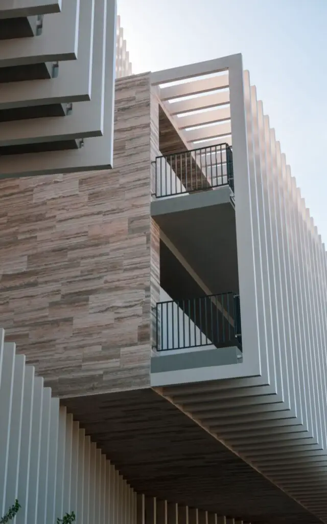 enclosed balconies on second and third floor